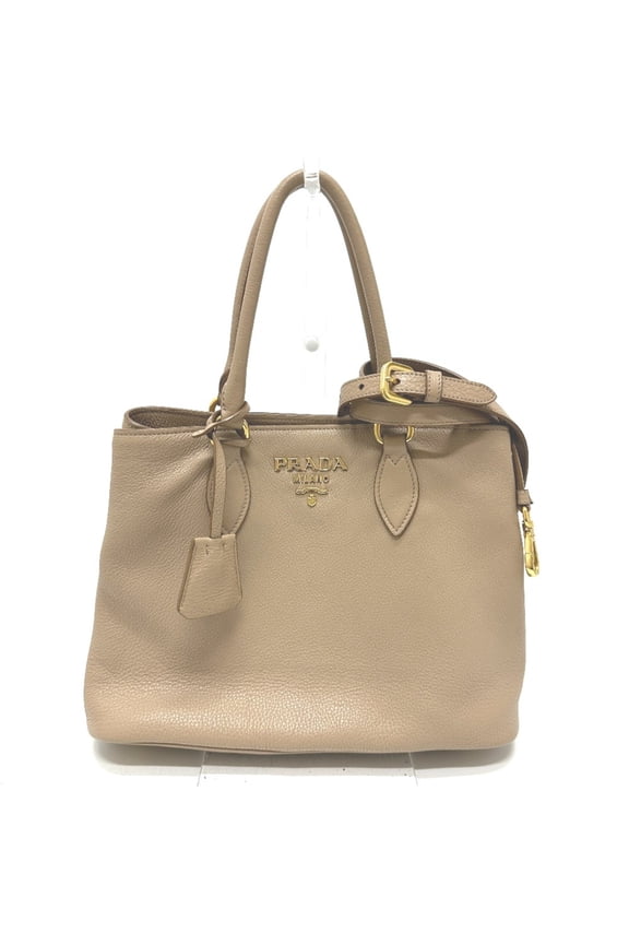 Pre-Owned PRADA 1BA058 logo 2WAY Shoulder Bag Hand Bag Beige (Fair)