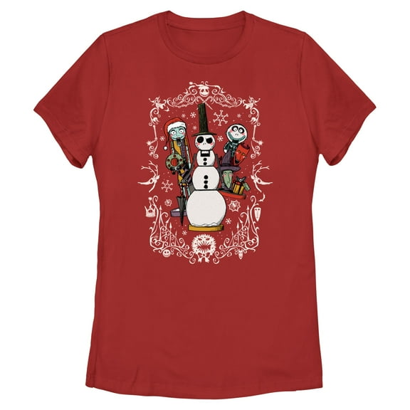 Womens The Nightmare Before Christmas Sally and Snowman Jack T Shirt
