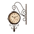 thumbnail image 2 of Reloj de pared de doble cara con diseño vintage, silencioso, de 4,72 pulgadas, para estación. Números romanos arábigos, 2 of 9