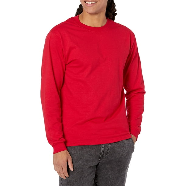 Hanes Men's Beefy Long Sleeve Shirt, Deep Red, M Walmart.ca