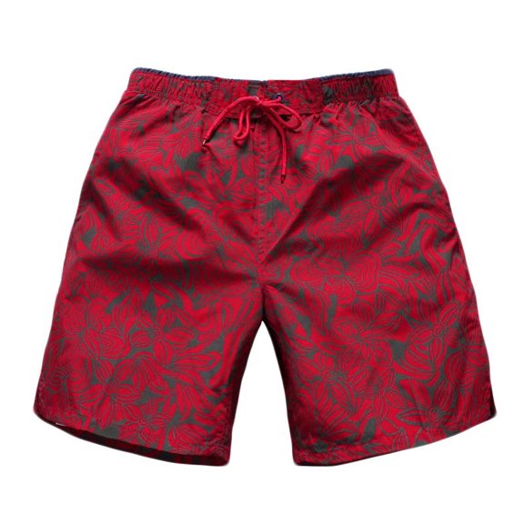 Ceisia Men's 5 Inch Quick Dry Drawstring Printed Breathable Athletic Swim Trunks Beach Shorts Summer Surf Casual Vacation Bottoms Red M Gifts for Father