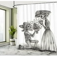 thumbnail image 5 of Ambesonne Romance Shower Curtain, Mariage, 69"Wx84"L, Dimgrey and White, 5 of 5