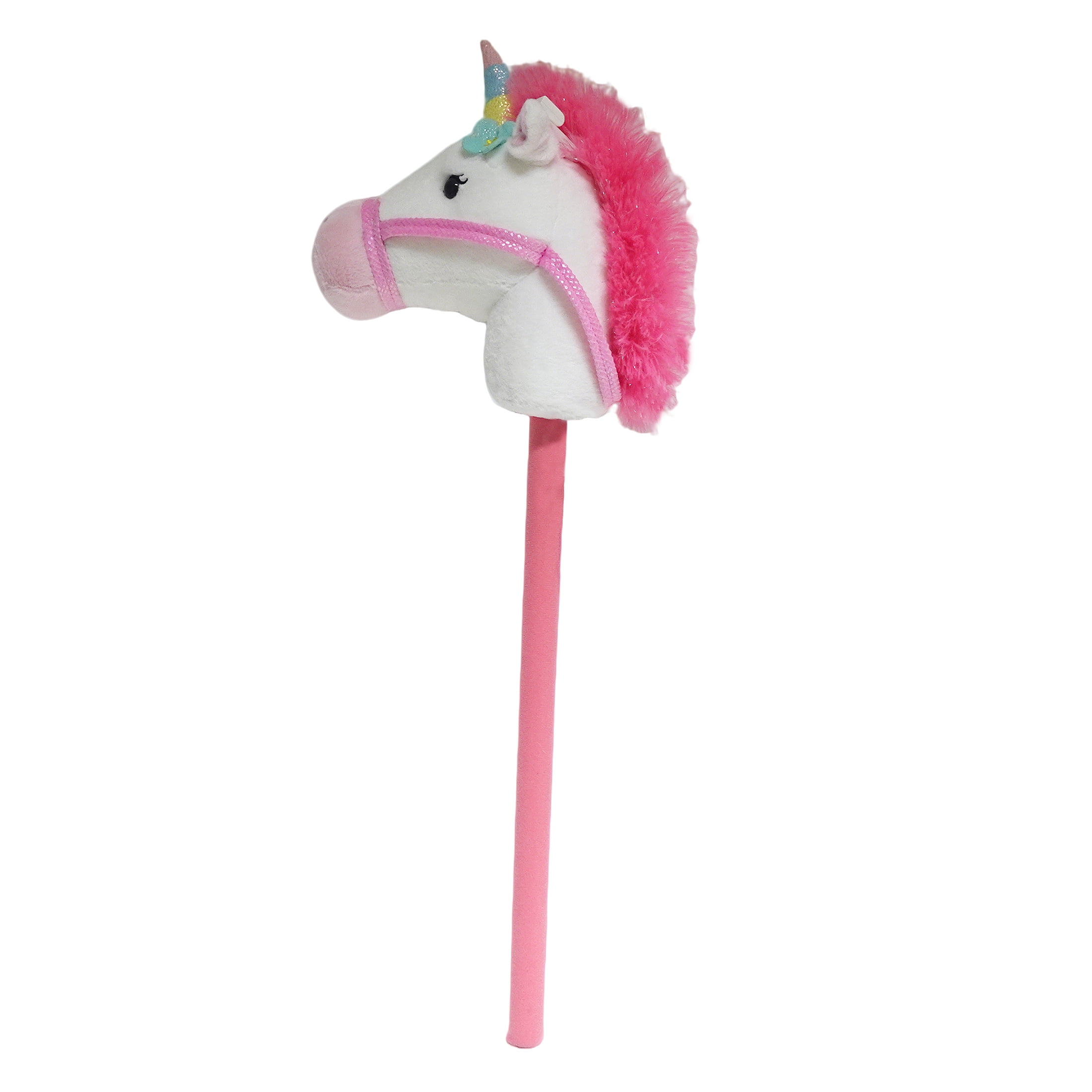 Kid Connection Plush Riding Stick Unicorn, White, 30 in, Ages 3+