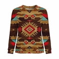 thumbnail image 4 of Retro Sweatshirt for Women Tribal Pattern Graphic Print Crewneck Long Sleeve Classic Relaxed Fit Casual Cozy Pullover Southwest Bohemian Fashion Clothes, 4 of 4