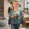 thumbnail image 4 of DISNIMO Sea Turtle Printed Girls Long Sleeve Blouse Loose Soft T Shirts Kids Crewneck Pullover Tops with Tie Hem Comfy Christmas Tee Shirts, 4 of 8