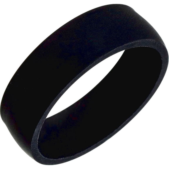 Black 7mm Comfort-fit Black Silicone Dome Comfort-Fit Band Size 10 Ring for Women and Men - .8 Grams