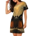 thumbnail image 2 of Wukai Majestic Butterfly Sunset Print Women's Loose Short Sleeve Nightgown, Soft Sleep Dress for Comfortable Relaxation, Casual Lounge Wear, 2 of 6