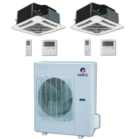 GREE Multi Gen2 Series 36,000 BTU 2-Zone Ceiling Cassette 12K 18K Ductless Mini-Split System