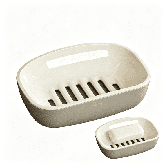 Double Layer Soap Dish with Drainage | Soap Holder for Kitchen Sink and Bathroom | Plastic Soap Box with Anti-Slip Base | Soap Saver and Storage Container for Bar Soap