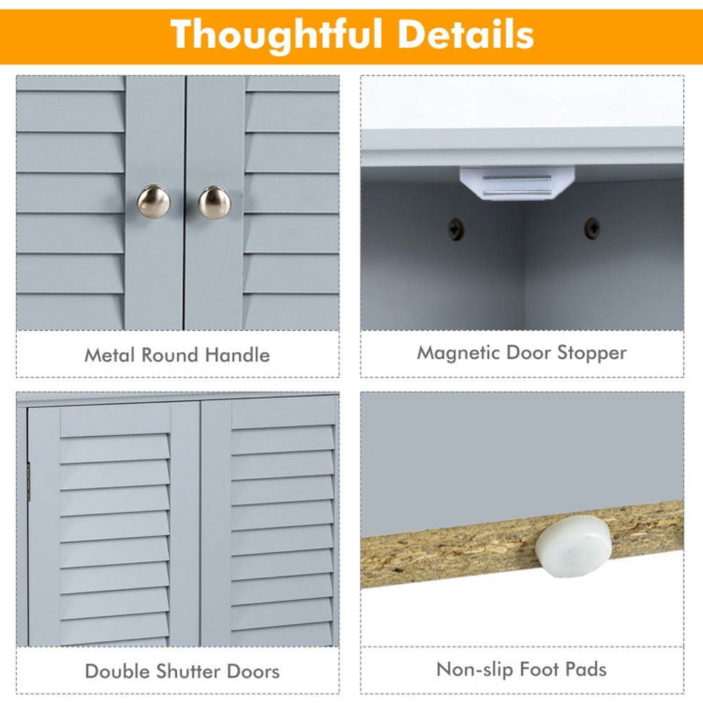 Finihen Bathroom Storage Cabinet, Bathroom Floor Cabinet, Bathroom Corner Storage Freestanding Floor Cabinet with Shutter Door, for Bathroom, Living Room, Bedroom, Kitchen, Gray Finihen Bathroom Storage Cabinet, Bathroom Floor Cabinet, Bathroom Corner Storage Freestanding Floor Cabinet with Shutter Door, for Bathroom, Living Room, Bedroom, Kitchen, Gray