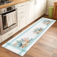thumbnail image 3 of Aqua Coastal Area Rugs Collection 2'x6', Nautical Seashells Coral Leaves Stripes Non Slip Indoor Rectangle Throw Runner Rug Floor Mat Carpet for Living Room Dining Table Bedroom Nursery, 3 of 9