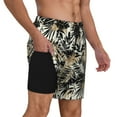 thumbnail image 2 of Daiia Black Palm Leaves Mens Swim Trunks Swim Shorts Quick Dry Swim Shorts with Mesh Lining Pockets-Large, 2 of 9