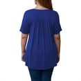 thumbnail image 5 of T-shirt Femme Tunique Plissée Col Rond Manches Courtes Blouse Plissée Femme Blouse en Dentelle, Bleu, m, 5 of 5