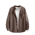 thumbnail image 3 of DDAPJ pyju Linen Shirt for Men Long Sleeve Casual Dress Shirts Lightweight Overshirt with Pocket Brown M, 3 of 8