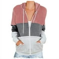thumbnail image 2 of Women's Casual Color Block Hoodies Tops Long Sleeve Drawstring Pullover Sweatshirts with Pocket(S-3XL), 2 of 5