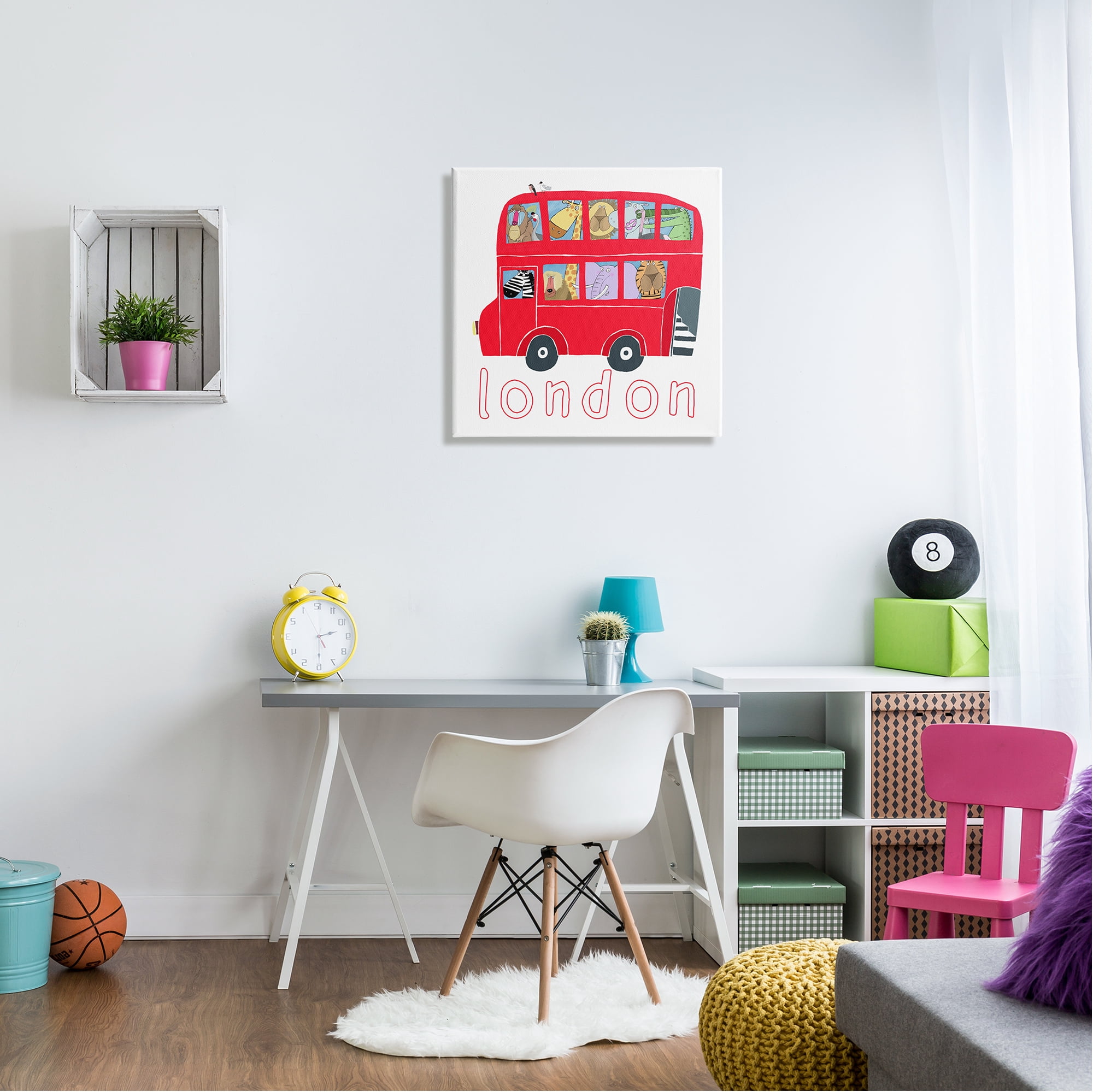 Stupell Industries London Bus of Animals Animals & Insects Painting Gallery Wrapped Canvas Print Wall Art, 24 x 24