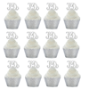 12pk I do Ring Wedding Bridal Shower Cupcake Toppers w Silver Glitter Wrappers