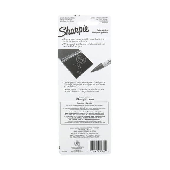 Sharpie Waterbased Paint Marker Set - Gold/Silver/Copper, Metallic Colors, Extra-Fine Point, Set of