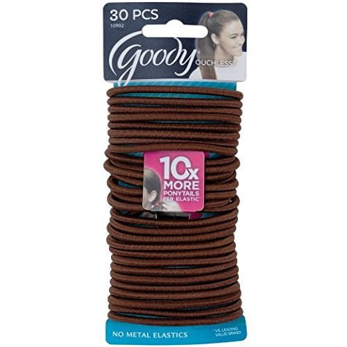 Goody Ouchless Elastics, Brown, 30 Count