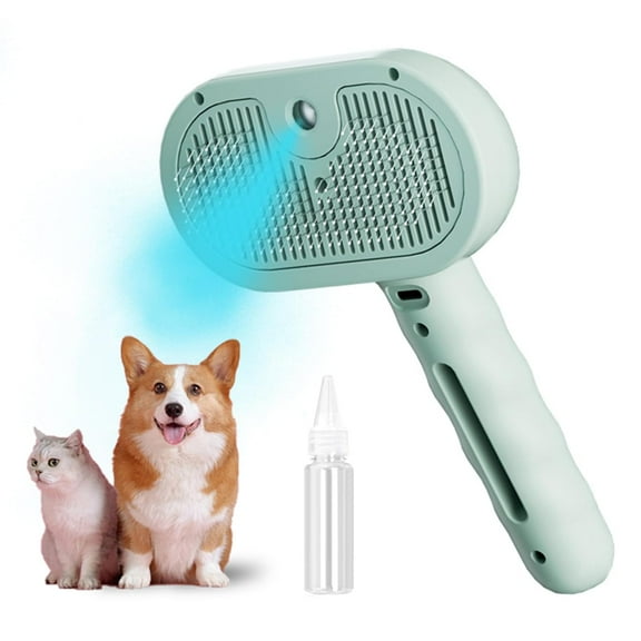3-in-1 Steam Brush for Cats - Self Cleaning Cat Brush with Anti-Static & Shedding Control, Rechargeable Pet Grooming Tool for Long/Short Hair Cats & Dogs(Green)