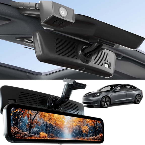 9.2″ Rear View Mirror Camera OEM with 60FPS Refresh Rate,  Detached Front Lens, Front and Rear Camera, Dash Cam, IMX462, Night Vision, Pertain Model 3（2024-2025）1080P, 64GB SD