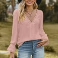 thumbnail image 2 of GigrtiJin Women's Fall V-Neck Shirts Long Sleeves Solid Color Loose Casual Tops Fashion Comfy Pullover Blouse, 2 of 6