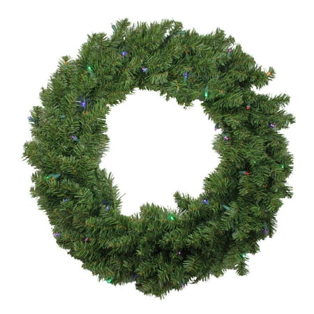 24" Battery Operated Canadian Pine LED Artificial Christmas Wreath - Multi Lights