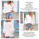 thumbnail image 5 of Blusa con escote en V y mangas con volantes: blusa informal en blanco puro para la oficina y los viajes, talla S, elegante para el verano, 5 of 6