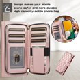 thumbnail image 2 of SaniMore for Samsung Galaxy A14 5G Buisness Case, Zipper Purse [Card Holders] Magnetic Clasp Kickstand Wrist/Crossbody Chain Lanyard PU Leather Wear-resistant Full Protective Wallet Shell, Rosegold, 2 of 9