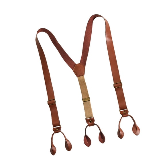 Suspenders Adjustable PU Chain Metal Clip for Jeans and Casual Pants