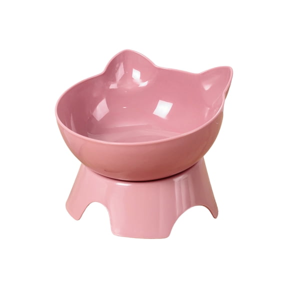 Bcylexb Neck Support Tall Cat Food Bowls with Slanted Mouth, Cat Ears Shape for Pet Dog Bowls and Feeding Supplies, Pink