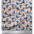 thumbnail image 1 of Soimoi Cotton Duck Fabric Text,Rugby Ball & Bird Cartoon Decor Fabric Printed Yard 42 Inch Wide, 1 of 1
