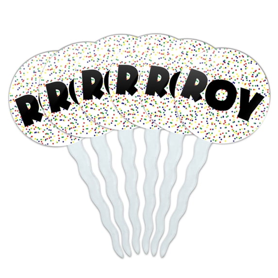 Roy Cupcake Picks Toppers - Set of 6 - Mutlicolored Speckles