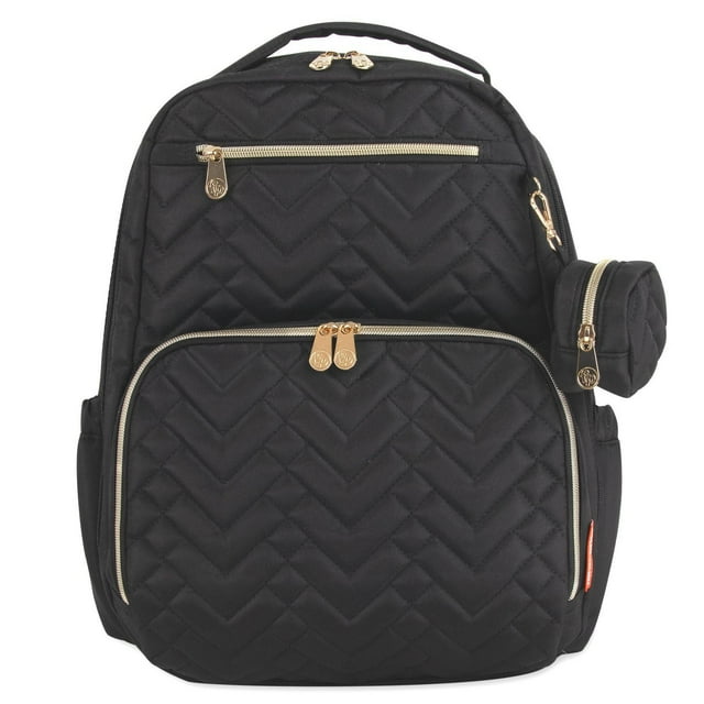 Sac à dos à couches multi-poches matelassé Chevron de Fisher-Price Morgan, noir