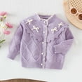 thumbnail image 4 of BLVB Girls Cardigan Long Sleeve Button Front Lace Sweater Kids Fall Knit Sweaters Outwear 1-9 Years(Purple,1-2 Years), 4 of 7