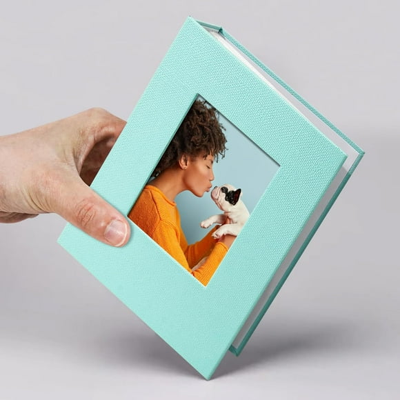 shiyou-Small Photo Album 4x6 Slip-in Picture Album 50 Pages Holds 100 Photos, Portable Photo Book 4x6 for Wedding Family Baby Travel Skyblue