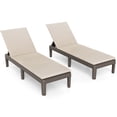thumbnail image 2 of Gymax Lot de 2 Chaises Longues de Patio, Fauteuils Inclinables avec Dossier Réglable à 3 Positions et Coussin, Brun et Blanc, 2 of 7