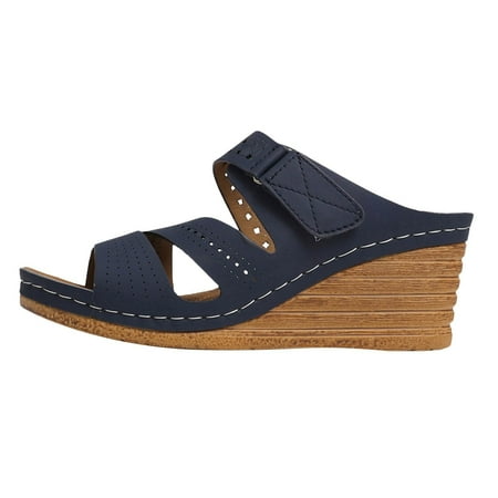 

Jungdeepe Women s Summer Open Toe Leather Slope Heel Sandal Slippers Casual Comfortable Outdoor Beach Sandal Slippers Slide Flat Sandals for Women Women s Housecoats And Slippers Womens Oh Yeah