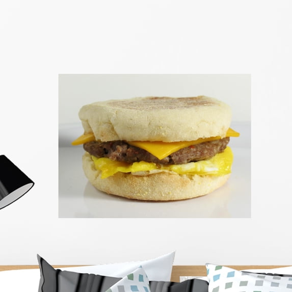 Sausage Egg Sandwich Wall Mural by Wallmonkeys Peel and Stick Graphic (24 in W x 15 in H) WM121297