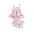 thumbnail image 2 of Aojekbee Baby Girls Summer Shorts Sets Sleeveless Daisy Print Bow Cami Tops PP Shorts Sets, 2 of 10