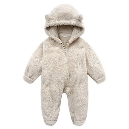 

Womail Baby Clothes Savings! Newborn Baby Cartoon Bear Snowsuit Winter Warm Fleece Hooded Romper Jumpsuit Footie Bunting Bodysuit Outerwear for Infant Girls Boys