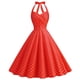 thumbnail image 1 of Vestido estilo Hepburn de lunares, años 50 y 60, estilo vintage, corte en A, espalda descubierta, cuello halter, estilo pin up, rockabilly, para mujer, estilo retro de fiesta de verano, 1 of 6