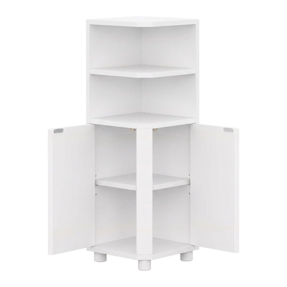 Unbranded Corner Cabinet, Small Bathroom Corner Cabinet with Doors Narrow Storage Cabinets with Adjustable Shelves, Bathroom Organizers and Storage for Small Space, White BC21003X