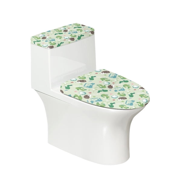HELLHERO Polyester Fabric Toilet Lid Cover Toilet Seat Covers Set Adjustable Fits All Toilet Shapes Universal Machine Washable Stretch for 17"x21" Hedgehog