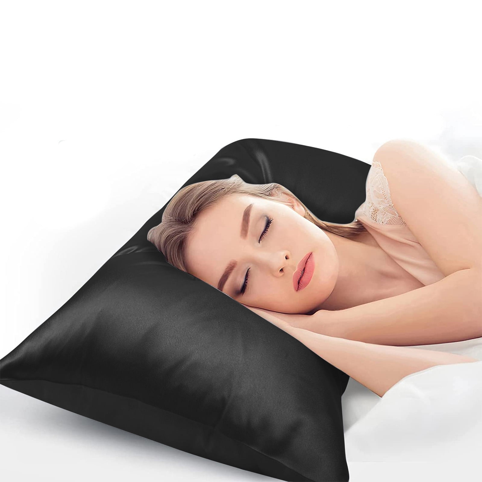 JilgTeok 2 Pcs Satin Silk Pillowcase Hair and Skin Friendly Standard Size 51x137cm with Hidden Zipper Soft Breathable Cool Pillow Covers for Sleeping