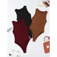 thumbnail image 5 of Solid Sleeveless 3pcs Bodysuits, Versatile Crew Neck Slim Summer Bodysuits, Women's Clothing, 5 of 5