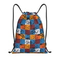 thumbnail image 1 of Xecao colorful plaid Dinosaur Pattern Sports Drawstring Backpack - String Swim Gym Bag with Wet Proof Pocket for Women&Men-Medium, 1 of 6