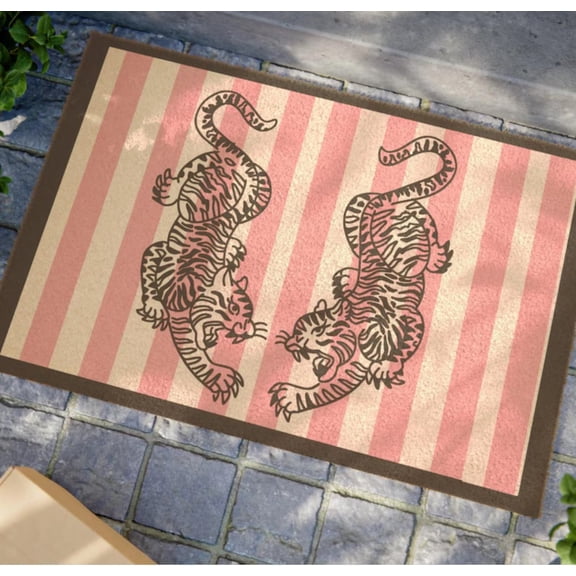 Vintage Tiger Welcome Mat Doormat Gift Idea for Homeowner Front Door Decoration Home Decoration Gift Idea for Gardener Floral Doormat Shed Mat