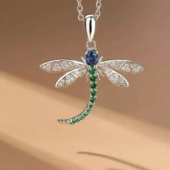 2Ct Round Lab-Created Diamond Dragonfly Women's Pendant 14K Yellow Gold Plated