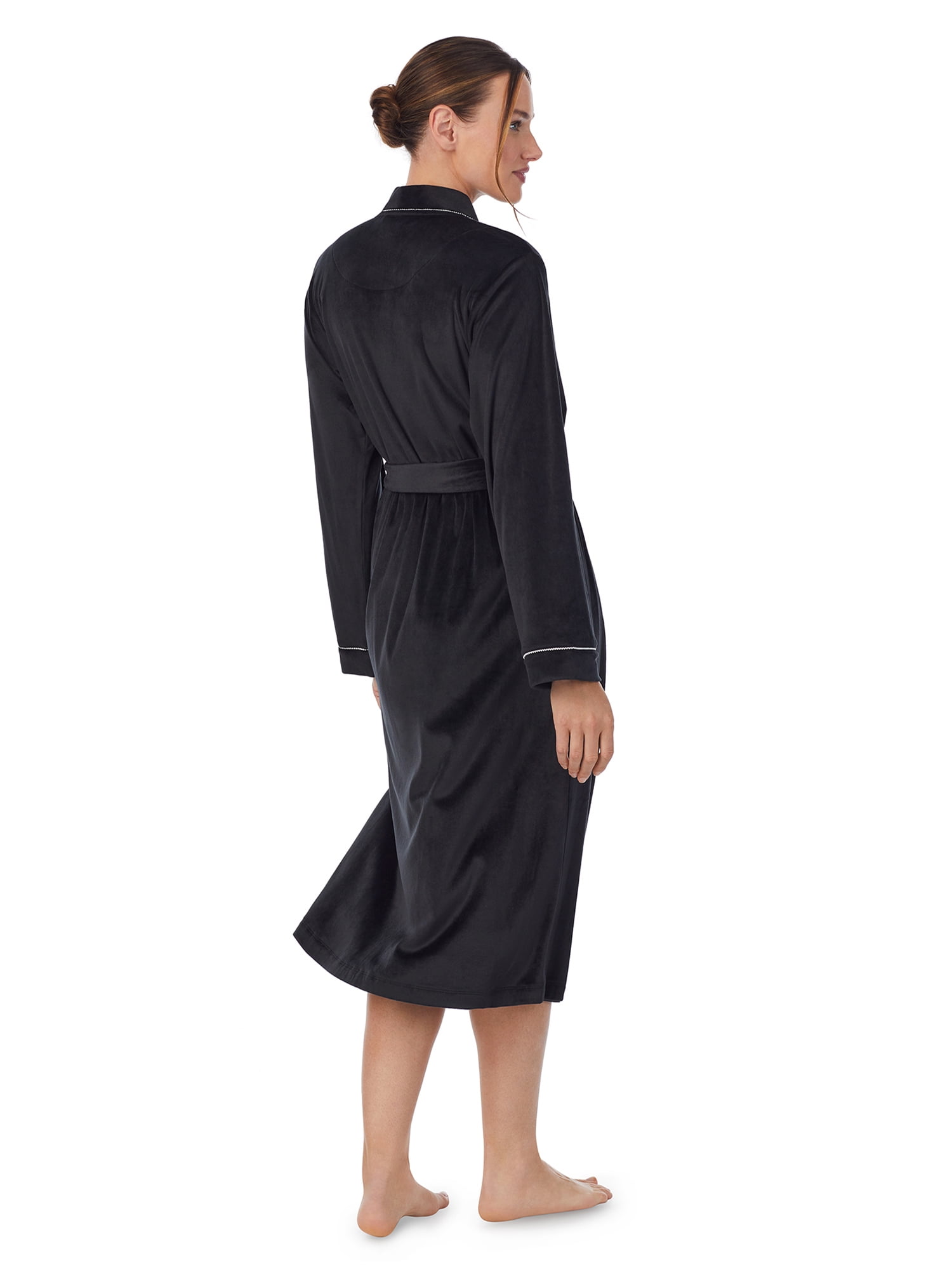 Aria Women's Stretch Velour Long Sleeve Wrap Sleepwear Robe with Pockets, Sizes XS-5X